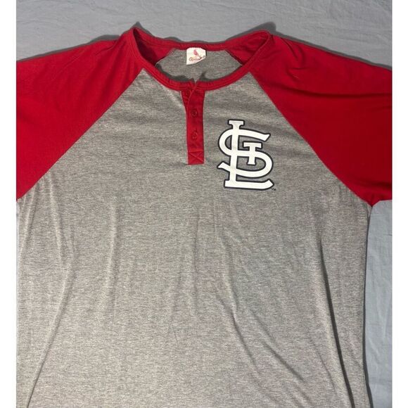 St. Louis Cardinals Raglan Henley T-Shirt XL Red Gray MLB Fan Apparel Cotton - Picture 3 of 7